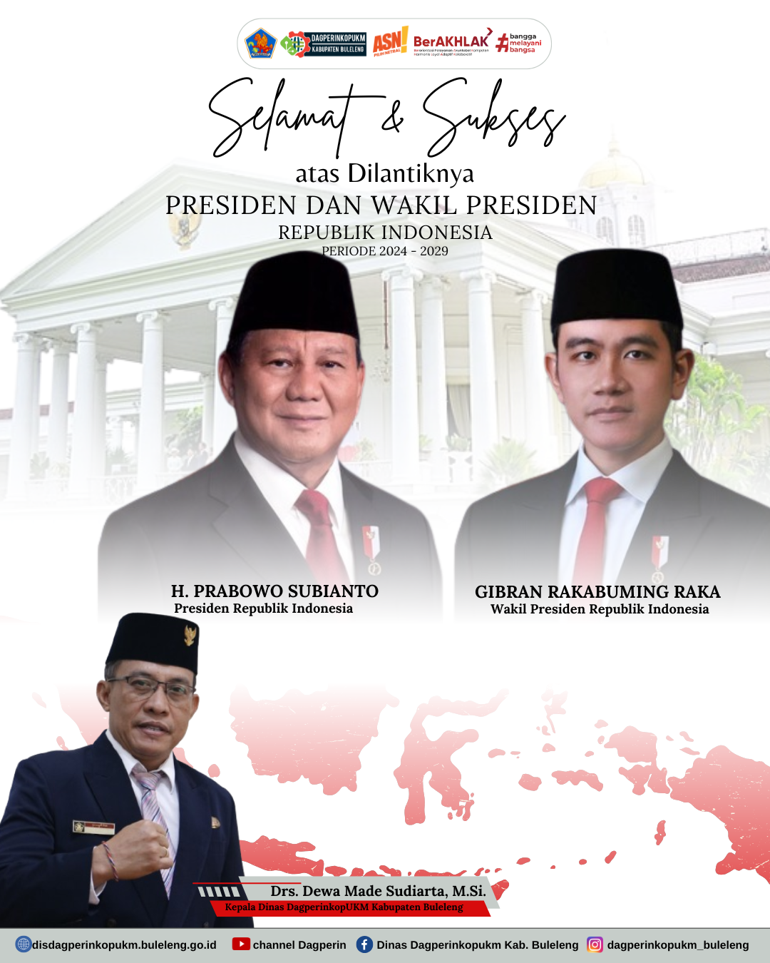 Selamat atas pelantikan Presiden Republik Indonesia dan  Wakil Presiden Republik Indonesia untuk periode 2024-2029.