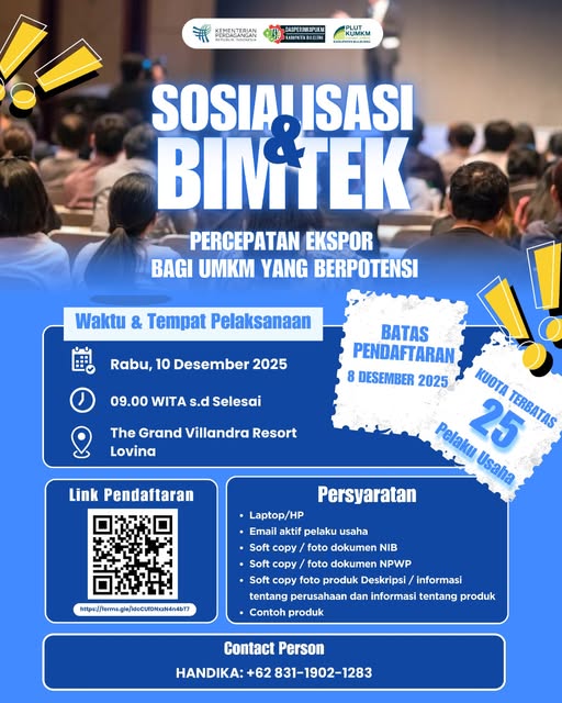 Sosialisasi & Bimtek Percepatan Ekspor bagi UMKM