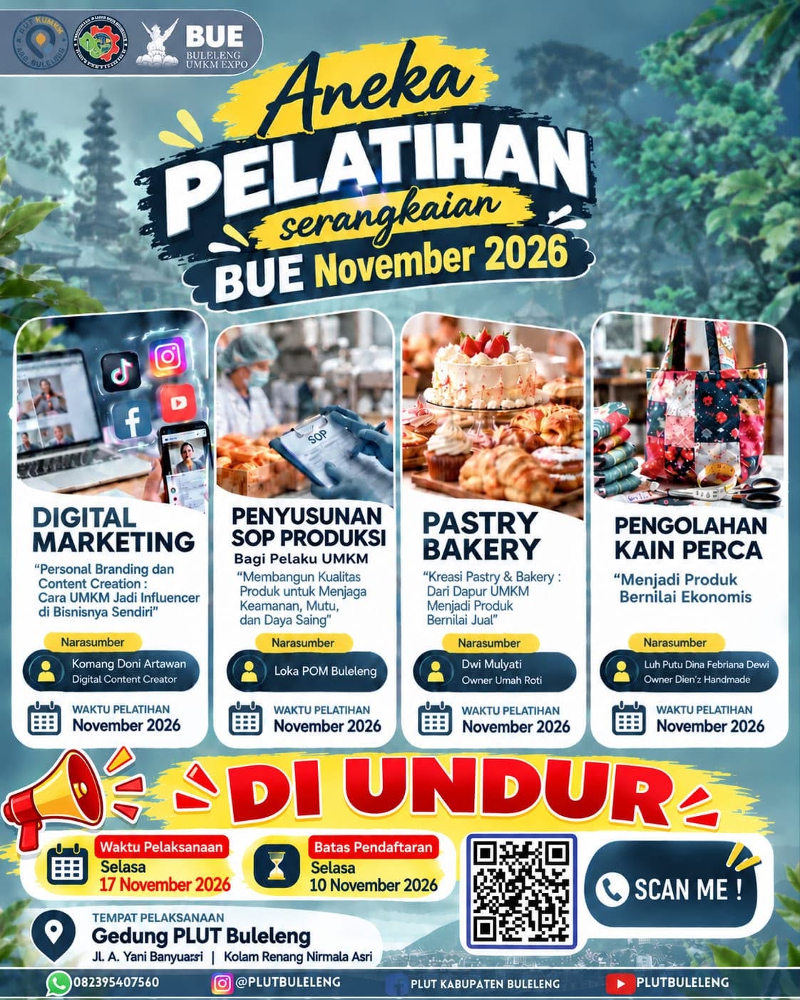 Pelaksanaan Aneka Pelatihan serangkaian Buleleng UMKM Expo (BUE) November 2026 diundur