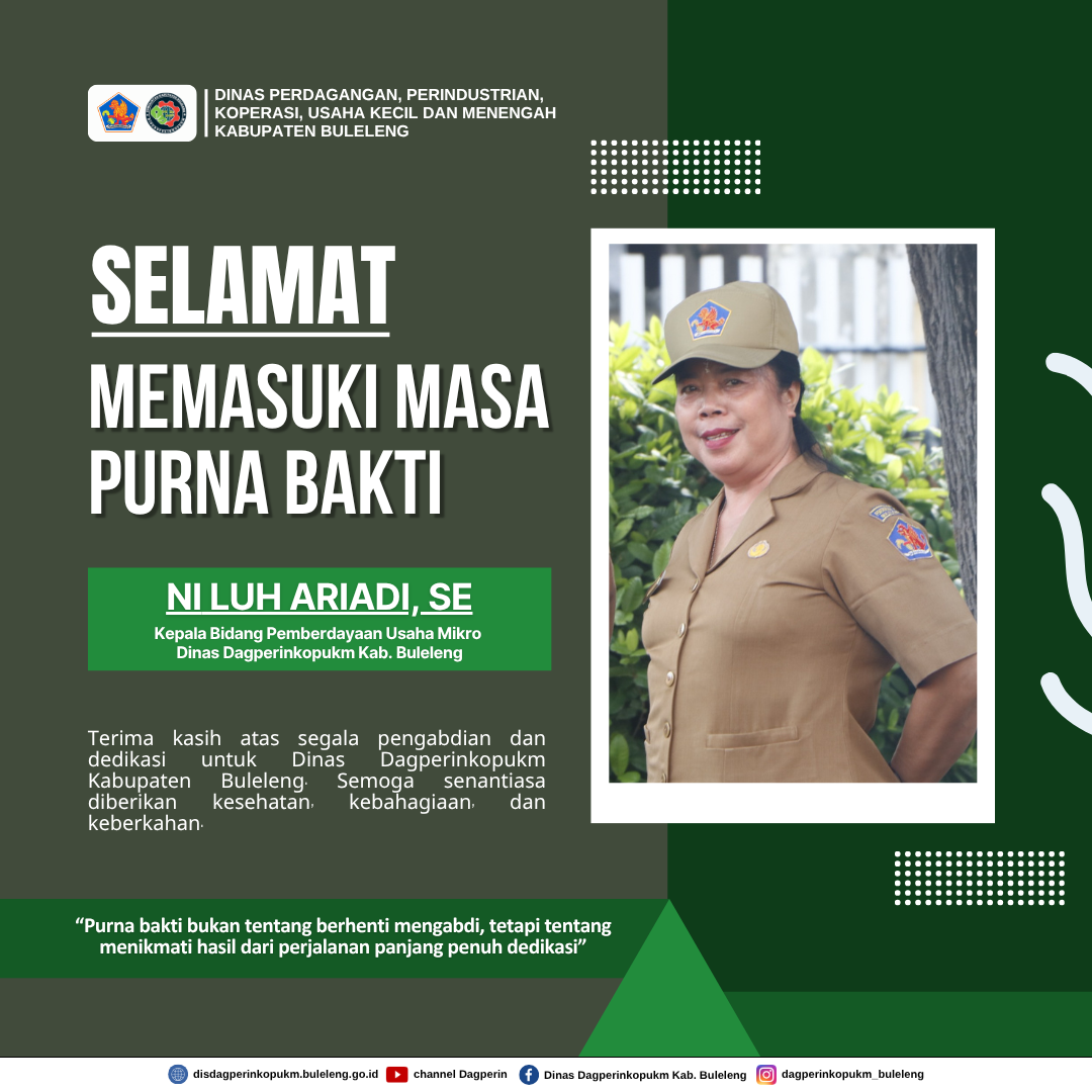 SELAMAT MEMASUKI MASA PURNA BAKTI NI LUH ARIADI, SE